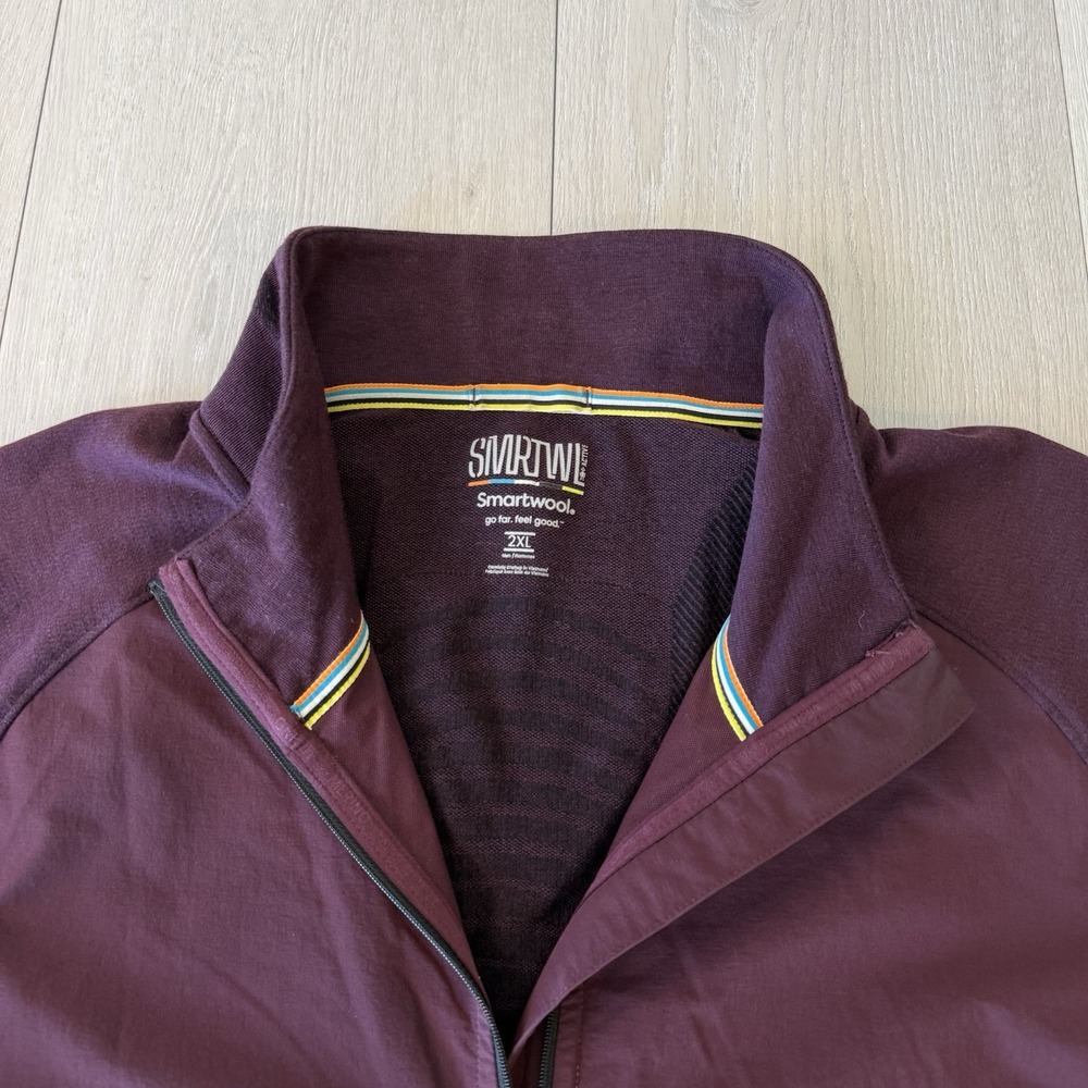 Smartwool Men's Intraknit Active Full Zip Jacket Merino Wool Eggplant XXL 2XL